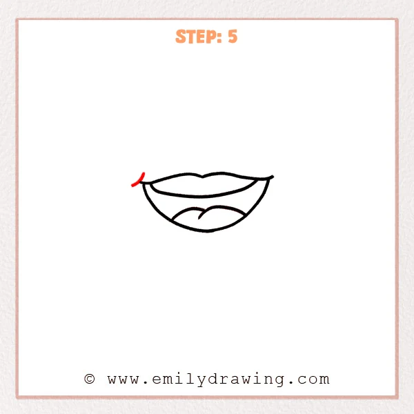 how to draw an anime mouth - Step 5: A small corner flick is added to give the anime mouth more expression.